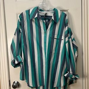 Anthropologie Oversized Striped Top/Pajama set Womens small
